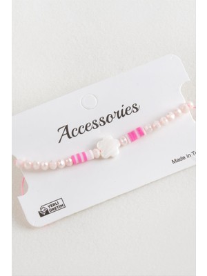 DS LLC Çiçek Sedef Kristal Makrome Ip Bileklik DLLSRSBJ34