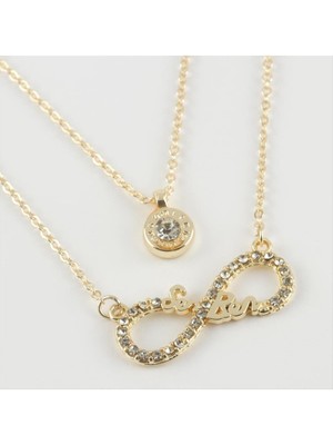 DS LLC Sen Ben Yazılı Sonsuzluk Figürlü Yeni Sezon Ikili Kolye DLLSRSBJ34