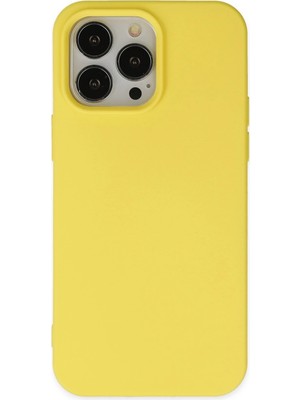 Mey İthalat Bfs  iPhone 14 Pro Max Kılıf Nano Içi Kadife Silikon - Sarı