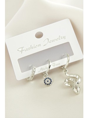 DS LLC 3 Adet Yılan Zirkon Taşlı Küpe DLLSRSBJ34