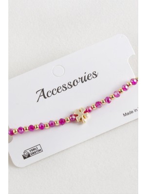 DS LLC Yonca Kristal Makrome Ip Bileklik DLLSRSBJ34