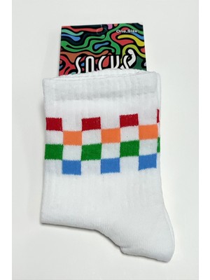DS LLC Renkli Küp Desenli Kolej Çorap 8*28 DLLSRSBJ34