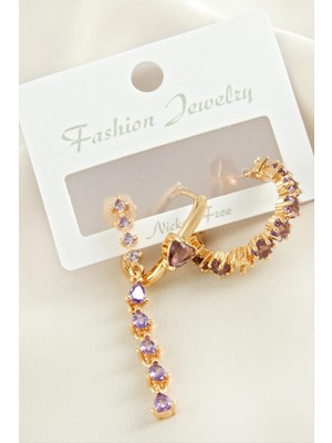 DS LLC 3 Adet Kalp Zirkon Taşlı Küpe DLLSRSBJ34