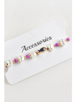 DS LLC Balık Inci Boncuk Makrome Ip Bileklik DLLSRSBJ34