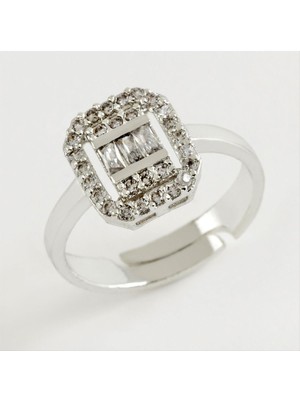 DS LLC Kare Baget Taşlı Yüzük DLLSRSBJ34