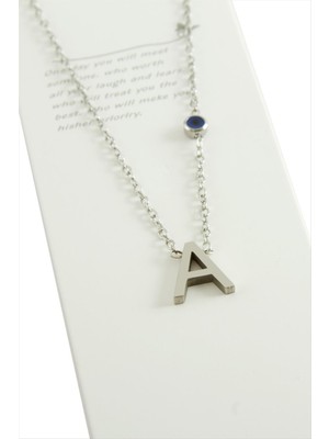 DS LLC Gümüş Renkli Harfli Çelik Kolye DLLSRSBJ34