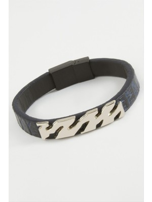 DS LLC Zikzak Kaliteli Mıknatıslı Suni Deri Bileklik DLLSRSBJ34