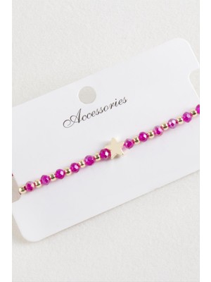 DS LLC Yıldız Kristal Makrome Ip Bileklik DLLSRSBJ34