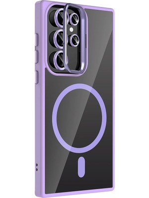 Mey İthalat Bfs  Samsung Galaxy S25 Ultra Remim Lensli Magsafe Standlı Kapak - Lila