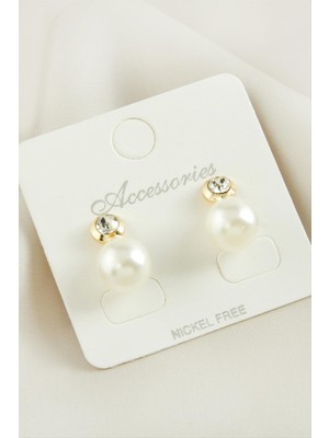 DS LLC Yuvarlak Inci Taşlı Küpe DLLSRSBJ34