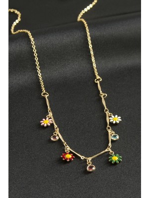 DS LLC Papatya Taşlı Mineli Kolye DLLSRSBJ34