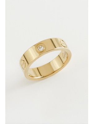 DS LLC Crt Taşlı Lüks Çelik Yüzük 5 mm DLLSRSBJ34