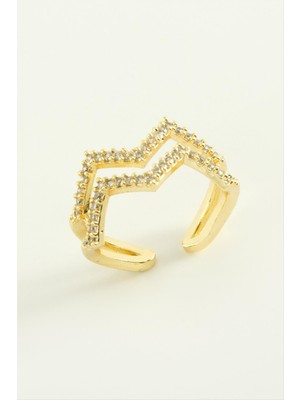 DS LLC Zikzak Zirkon Taşlı Yüzük DLLSRSBJ34