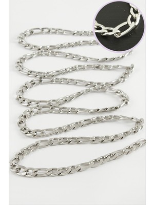 DS LLC 6 mm Düz Gümüş Renkli Çelik Zincir 1 Metre DLLSRSBJ34