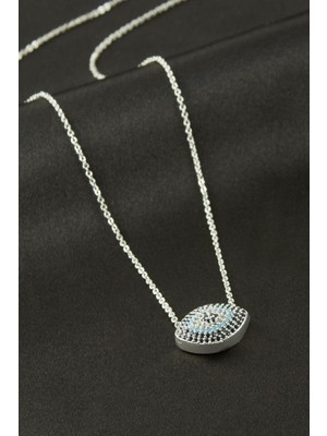 DS LLC Oval Zirkon Taşlı Kolye DLLSRSBJ34