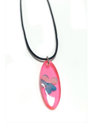 DS LLC Kartopu Çiçeği Oval Epoksi Kolye DLLSRSBJ34