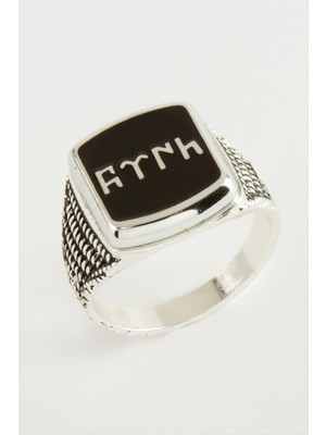 DS LLC Göktürk Yazılı Metal Erkek Yüzük DLLSRSBJ34