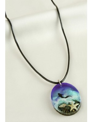 DS LLC Deniz Yıldızı Oval Epoksi Kolye DLLSRSBJ34