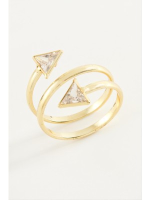 DS LLC Üçgen Zirkon Taşlı Yüzük DLLSRSBJ34