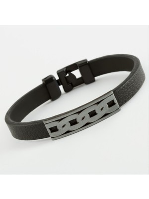 DS LLC Zincir Desenli Kaliteli Suni Deri Bileklik DLLSRSBJ34