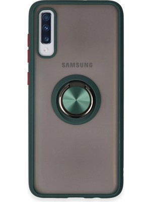 Mey İthalat Bfs  Samsung Galaxy A70 Kılıf Montreal Yüzüklü Silikon Kapak - Yeşil