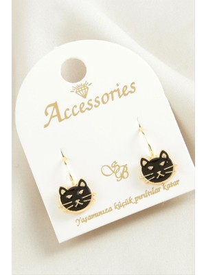 DS LLC Kedi Mineli Klipsi Küpe DLLSRSBJ34