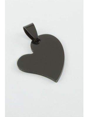 DS LLC Kalp Isim Yazılabilir Çelik Kolye Ucu 2,8 cm DLLSRSBJ34