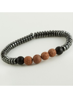 DS LLC Lav-Hematit Doğaltaş Bileklik DLLSRSBJ34