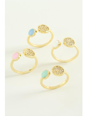 DS LLC Yuvarlak Taşlı Mineli Eklem Yüzük DLLSRSBJ34