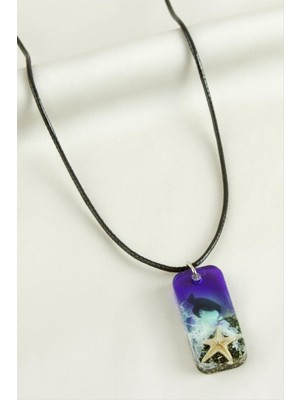 DS LLC Deniz Yıldızı Dikdörtgen Epoksi Kolye DLLSRSBJ34