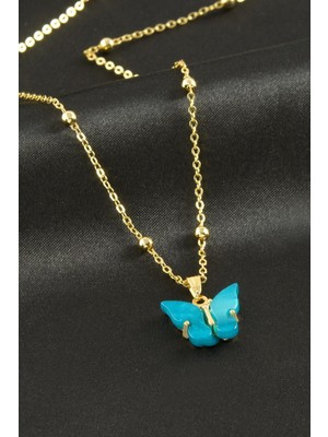 DS LLC Kelebek Figürlü Polyester Kolye DLLSRSBJ34