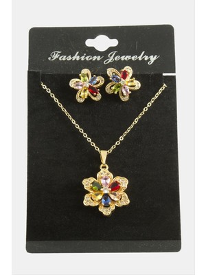 DS LLC Papatya Zirkon Taşlı Set Kolye DLLSRSBJ34