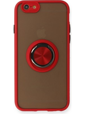 Mey İthalat Bfs  iPhone 6 Kılıf Montreal Yüzüklü Silikon Kapak - Kırmızı