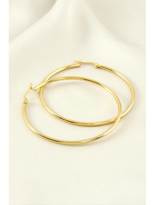 DS LLC Halka Lüks Çelik Küpe 5,5 cm DLLSRSBJ34