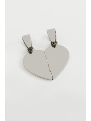 DS LLC Kalp Isim Yazılabilir Çift Çelik Kolye Ucu 2,5 cm DLLSRSBJ34