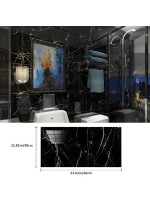 DS LLC Ieg™ Siyah Mermer Desenli Alüminyum Plastik Duvar Sticker DCLLS-RSTK345