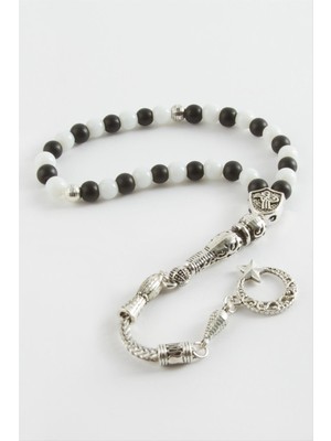 DS LLC Siyah Beyaz Mat Onix Ceyt Doğaltaş Tesbih 6 mm DLLSRSBJ34