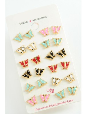 DS LLC Benekli Kelebek Mineli Minik Küpe DLLSRSBJ34