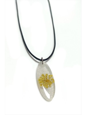 DS LLC Sultanotu Çiçeği Oval Epoksi Kolye DLLSRSBJ34