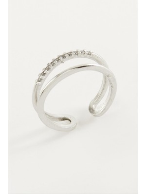 DS LLC Ikili Zirkon Taşlı Yüzük DLLSRSBJ34