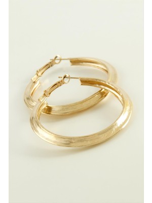 DS LLC Oval Halka Küpe 4 cm DLLSRSBJ34