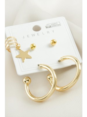 DS LLC 5 Adet Yıldız Boru Halka Küpe 2,5 cm DLLSRSBJ34