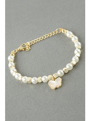 DS LLC Kelebek Cam Inci Boncuk Bileklik DLLSRSBJ34