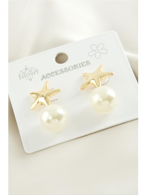 DS LLC Yıldız Metal Inci Küpe DLLSRSBJ34