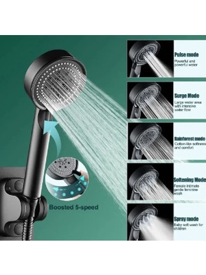 DS LLC Ieg™ 5 Kademeli Duş Başlığı Siyah DCLLS-RSTK345