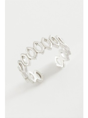 DS LLC Oval Zincir Desenli Metal Yüzük DLLSRSBJ34