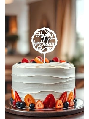 Skygo Happy Birthday Doğum Günü Pastası Süsleme, Pasta Süsü, Yeniden Kullanılabilir, OCT17