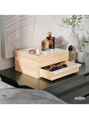 Skygo Twitter Tasarım Takı Kutusu Modern Takı Kutusu Gizli Çatı Yüzükler, Bileklikler, Kolyeler, Küpeler ve Aksesuarlar Için, Ahşap/metal, Beyaz / Natural, Büyük