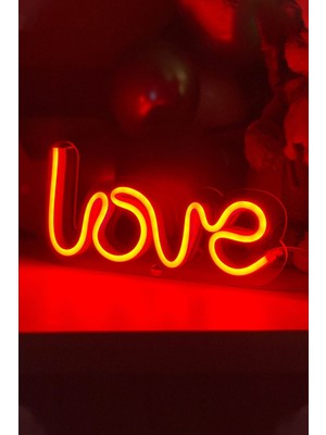 Normadia Çocuk Odası Için Neon LED Işıklı Love Yazılı Masaüstü Tablo 20X10 cm