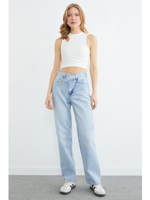 FullaModa Beli Kemerli Palazzo Jean